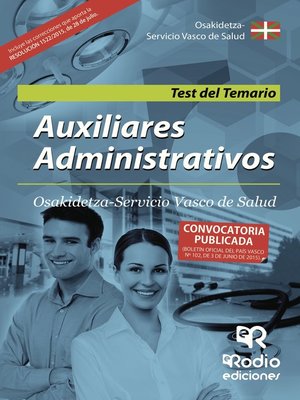 cover image of Auxiliares Administrativos. Osakidetza Servicio Vasco de Salud. Test del Temario